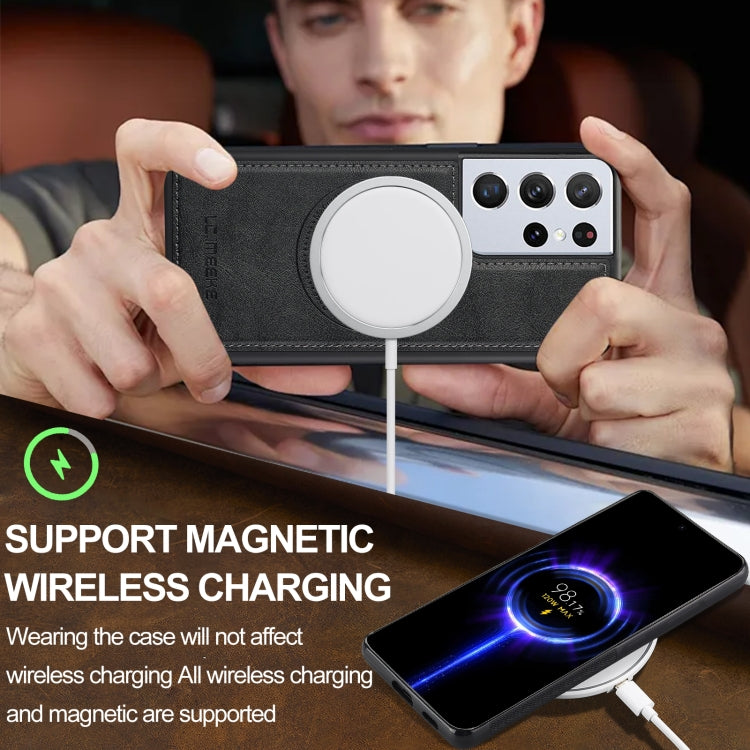 Pour Samsung Galaxy S21 Ultra 5G LC.IMEEKE L3 Series Étui de téléphone détachable avec porte-cartes RFID et Magsafe (Noir)