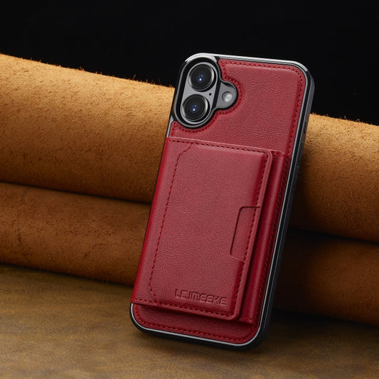 For iPhone 16 Plus LC.IMEEKE L5 Series Detachable RFID Card Bag Magsafe Phone Case(Red)