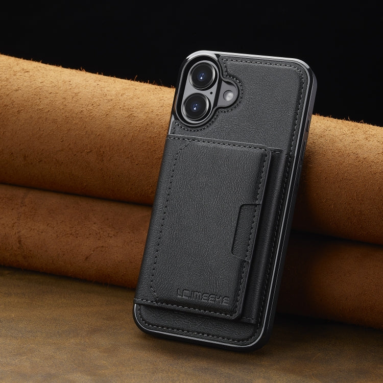 For iPhone 16 LC.IMEEKE L5 Series Detachable RFID Card Bag Magsafe Phone Case(Black)