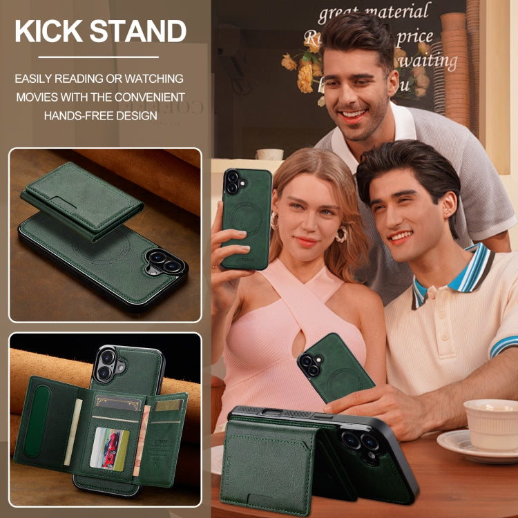 For iPhone 16 LC.IMEEKE L5 Series Detachable RFID Card Bag Magsafe Phone Case(Green)