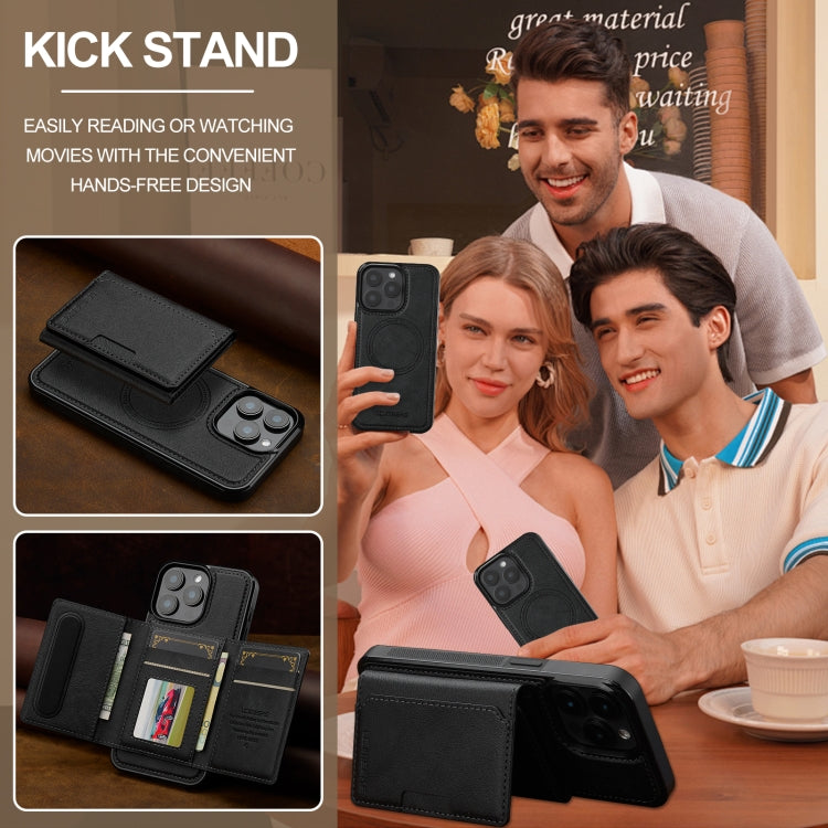 For iPhone 14 Pro LC.IMEEKE L5 Series Detachable RFID Card Bag Magsafe Phone Case(Black)