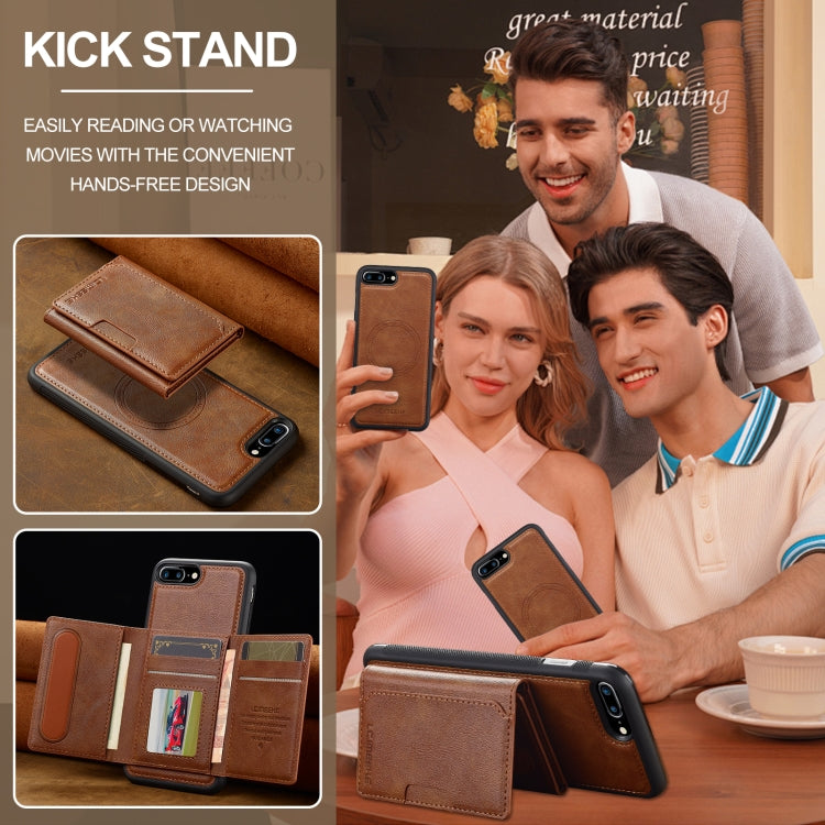 For iPhone 17e / 16e LC.IMEEKE L5 Series Detachable RFID Card Bag Magsafe Phone Case(Brown)