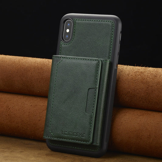For iPhone XS / X LC.IMEEKE L5 Series Detachable RFID Card Bag Magsafe Phone Case(Green)