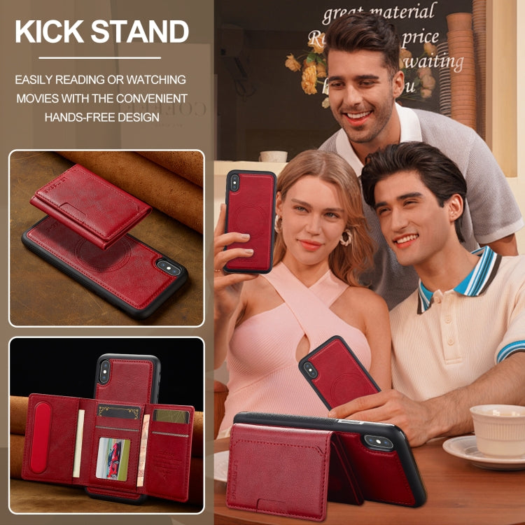 For iPhone XS Max LC.IMEEKE L5 Series Detachable RFID Card Bag Magsafe Phone Case(Red)