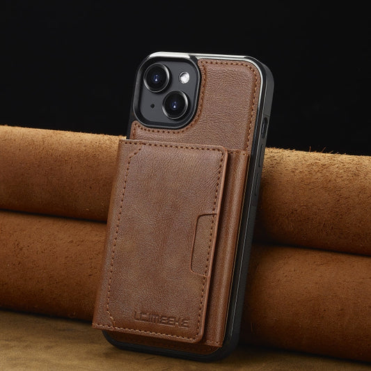 Pour iPhone 13 mini LC.IMEEKE Série L5 Étui de Téléphone Magsafe Amovible avec Porte-Cartes RFID (Marron)