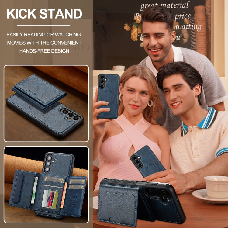 For Samsung Galaxy S24+ 5G LC.IMEEKE L5 Series Detachable RFID Card Bag Magsafe Phone Case(Blue)