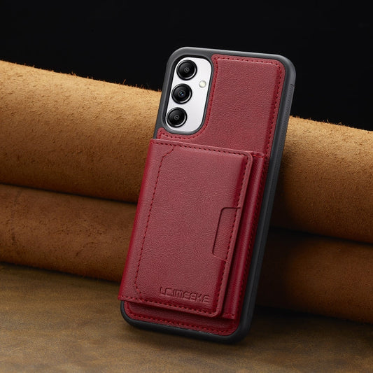 For Samsung Galaxy A34 5G LC.IMEEKE L5 Series Detachable RFID Card Bag Magsafe Phone Case(Red)
