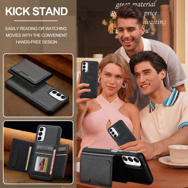For Samsung Galaxy A54 5G LC.IMEEKE L5 Series Detachable RFID Card Bag Magsafe Phone Case(Black)