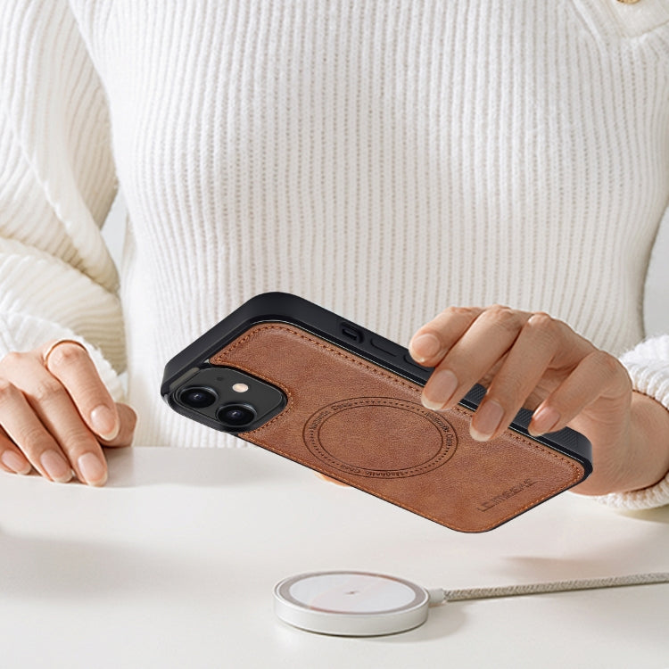 For iPhone 12 / 12 Pro LC.IMEEKE Magsafe Phone Case(Brown)