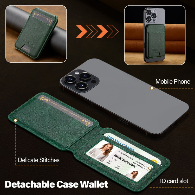LC.IMEEKE 3-Cards MagSafe RFID Leather Card Bag(Green)