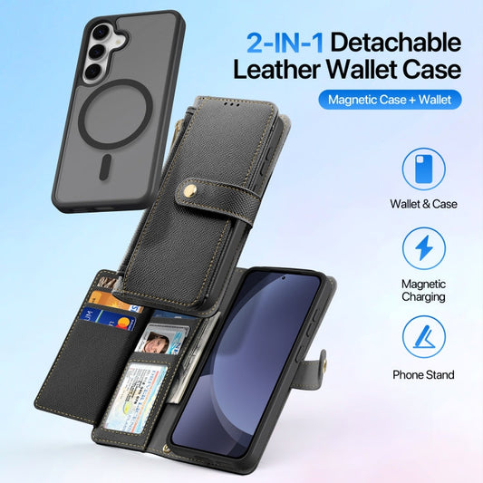 For Samsung Galaxy S25+ 5G DUX DUCIS Lawa Series 2 in 1 Wallet Zipper Detachable MagSafe Phone Case with Lanyard(Black)