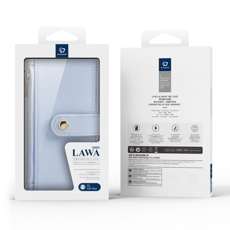 Pour Samsung Galaxy S25+ 5G DUX DUCIS Lawa Series Coque de téléphone amovible 2 en 1 avec fermeture éclair et MagSafe avec dragonne (bleu clair)