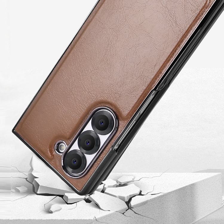 For Samsung Galaxy Z Fold6 VIETAO Integrated MagSafe PU Phone Case(Brown)