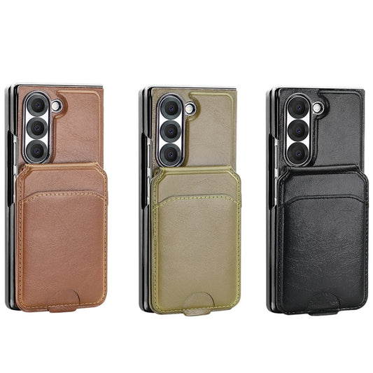 For Samsung Galaxy Z Fold6 VIETAO Integrated MagSafe RFID Detachable Card Bag PU Phone Case(Brown)