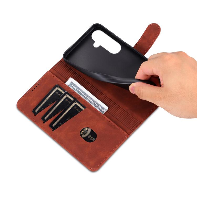 For Samsung Galaxy A56 5G AZNS Skin Feel Calf Texture Flip Leather Phone Case(Brown)