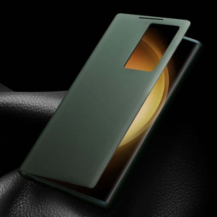 For Samsung Galaxy S23 Ultra 5G QIALINO Magnetic Genuine Leather Phone Case(Black)
