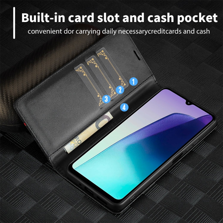 For Redmi A4 5G / 14C 4G LC.IMEEKE Carbon Fiber Leather Phone Case(Vertical Black)