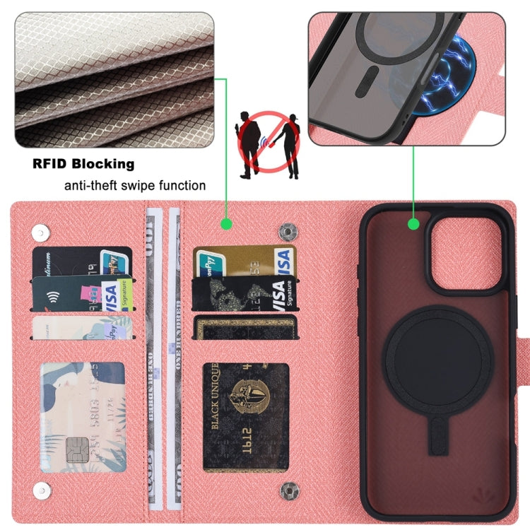 For iPhone 16 ViLi GBS Series MagSafe Magnetic RFID Leather Flip Phone Case(Pink)