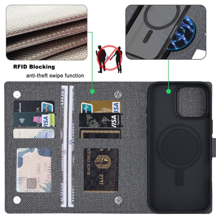 For iPhone 15 ViLi GBS Series MagSafe Magnetic RFID Leather Flip Phone Case(Black)