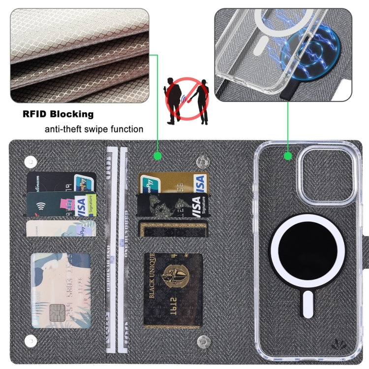 Pour iPhone 13 Pro Max ViLi GBS-C Series Étui de téléphone à rabat magnétique en cuir RFID MagSafe (Noir)
