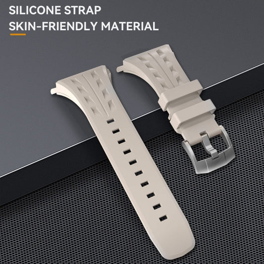 For Apple Watch Series 11 / 10 46mm RedPepper Armor Metal Case Integrated Silicone Watch Band(Steel White)