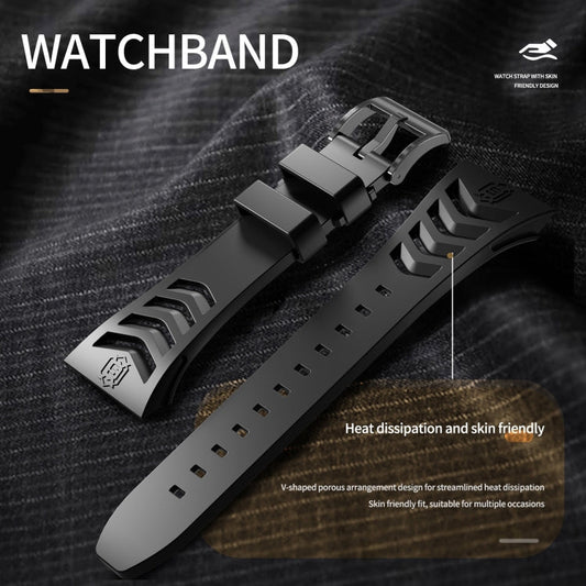 For Apple Watch 44mm / 45mm RedPepper Armor Metal Case Integrated Silicone Watch Band(Black)