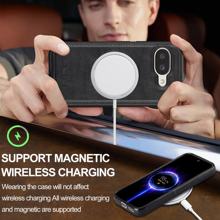 For Google Pixel 9a LC.IMEEKE L3 Series Detachable RFID Card Bag Magsafe Phone Case(Black)