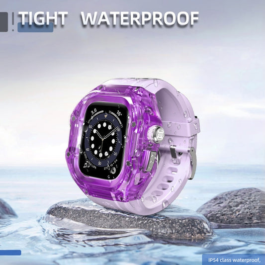 For Apple Watch Ultra 3 / 2 / 1 49mm RedPepper Armor Metal Case Integrated Silicone Watch Band(Clear Purple)