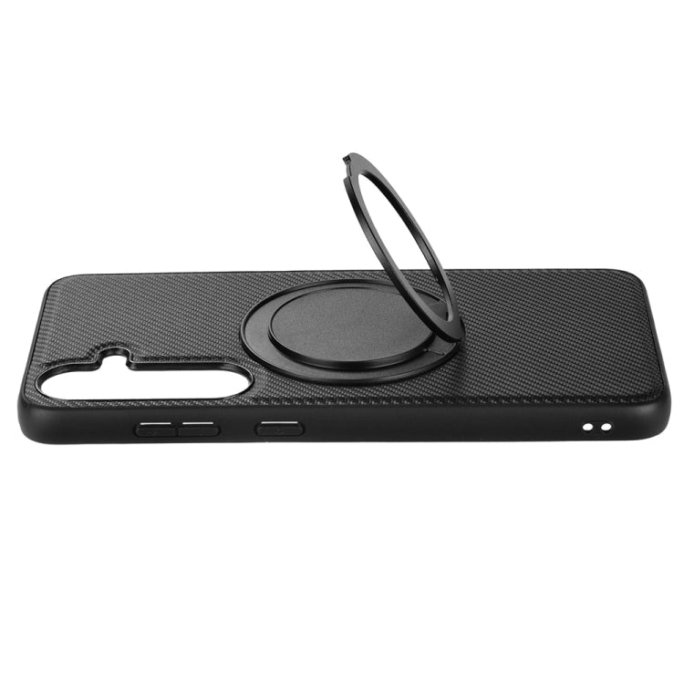 For Samsung Galaxy S25 5G ViLi TCY Series Kevlar Leather Texture Rotating Holder Phone Case(Black)