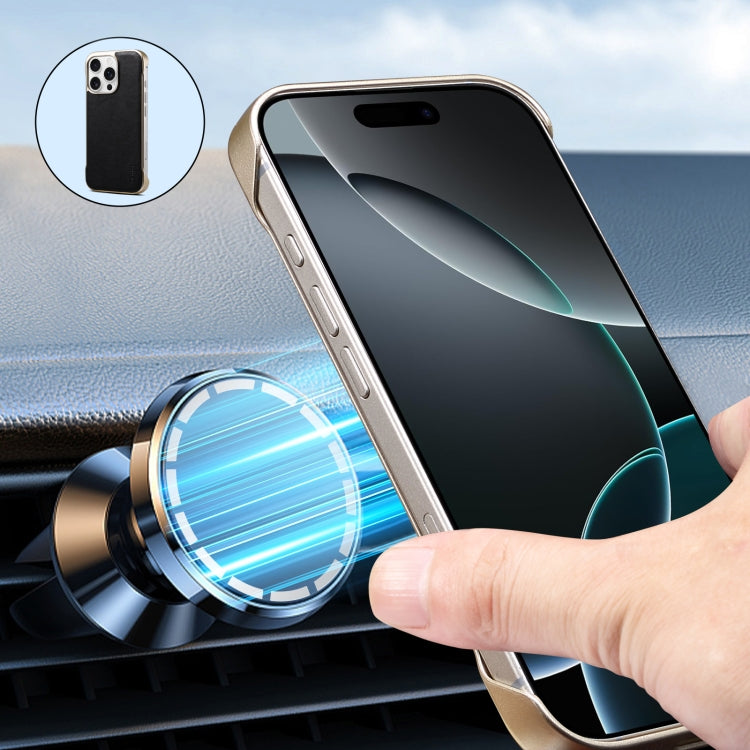 For iPhone 15 Denior MagSafe Genuine Leather Calf Texture Phone Case(Red)