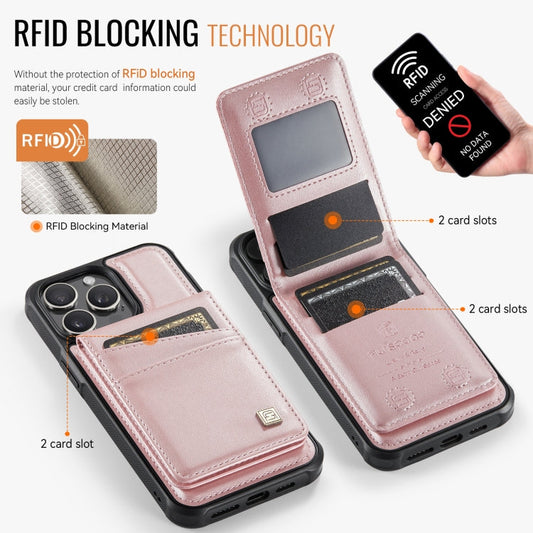 For iPhone 12 / 12 Pro AutSpace A12 MagSafe Magnetic RFID Card Bag Phone Case(Rose Gold)