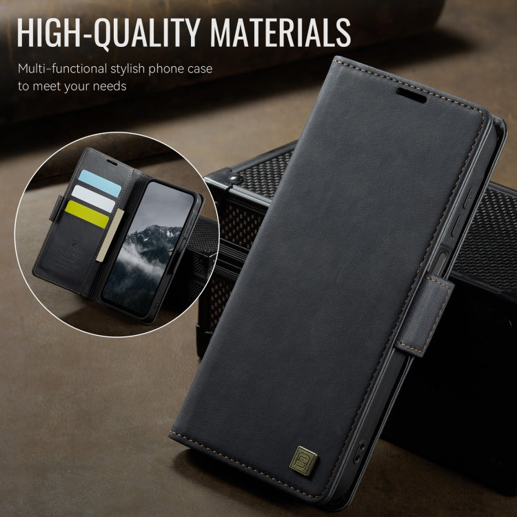 For Samsung Galaxy A15 4G / 5G AutSpace A11 Side Buckle MagSafe Magnetic RFID Phone Leather Case(Black)