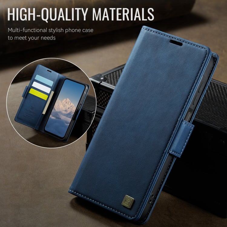 For Samsung Galaxy A15 4G / 5G AutSpace A11 Side Buckle MagSafe Magnetic RFID Phone Leather Case(Blue)