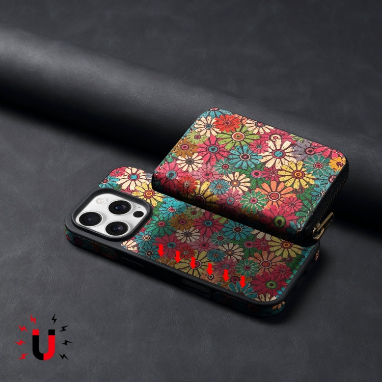 For iPhone 16 Plus Denior D23 MagSafe Detachable Zipper Wallet Holder Phone Case(Green)