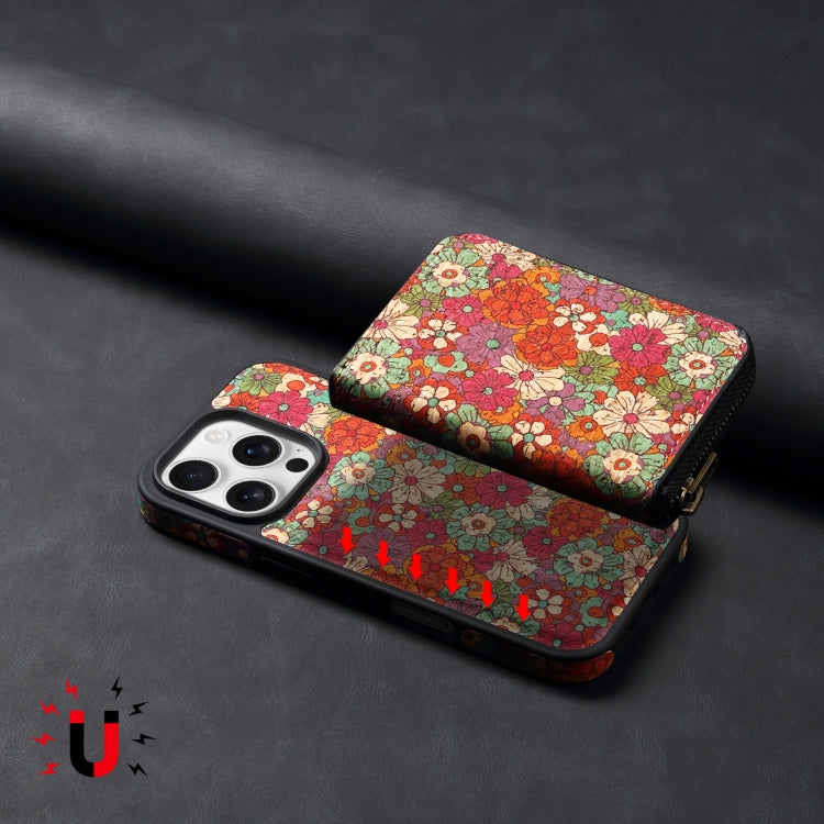 For iPhone 12 Denior D23 MagSafe Detachable Zipper Wallet Holder Phone Case(Red)