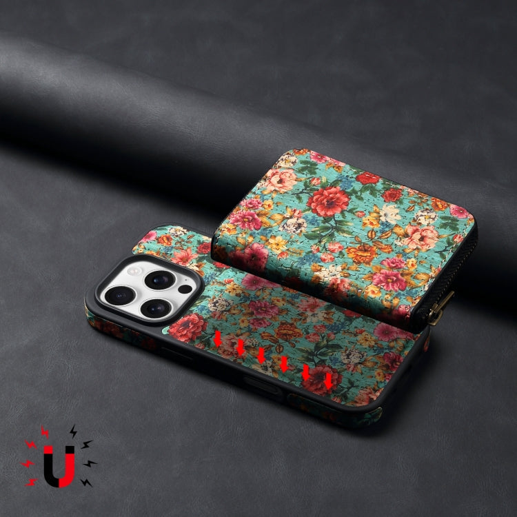 For iPhone 12 Pro Max Denior D23 MagSafe Detachable Zipper Wallet Holder Phone Case(Blue)