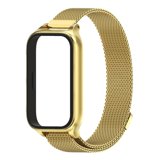 For Xiaomi Smart Band 9 Active / Redmi Band 3 Mijobs Metal Shell Milan Magnetic Watch Band(Gold)
