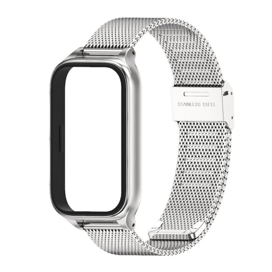 For Xiaomi Smart Band 9 Active / Redmi Band 3 Mijobs Metal Shell Milan Buckle Watch Band(Silver)