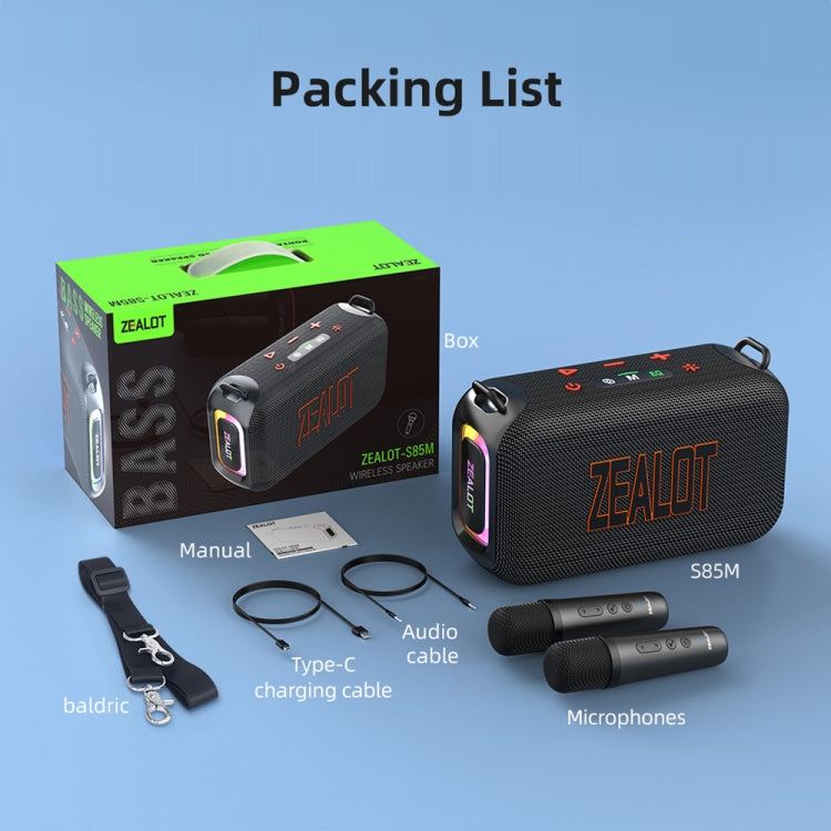 Zealot S85M 50W Outdoor Portable Bluetooth Speaker with Dual Microphones(Black)