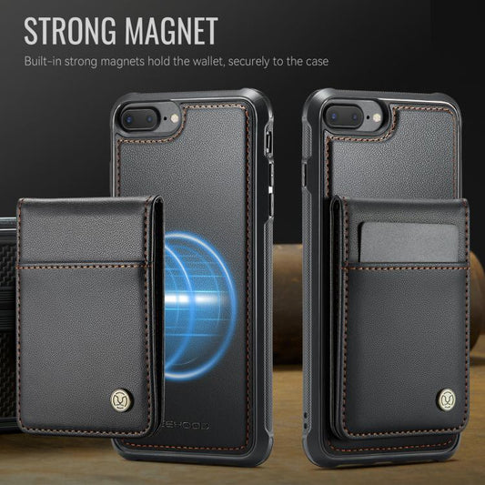 For iPhone 8 Plus / 7 Plus JEEHOOD J06 British Style RFID MagSafe Card Bag PU Phone Case(Black)