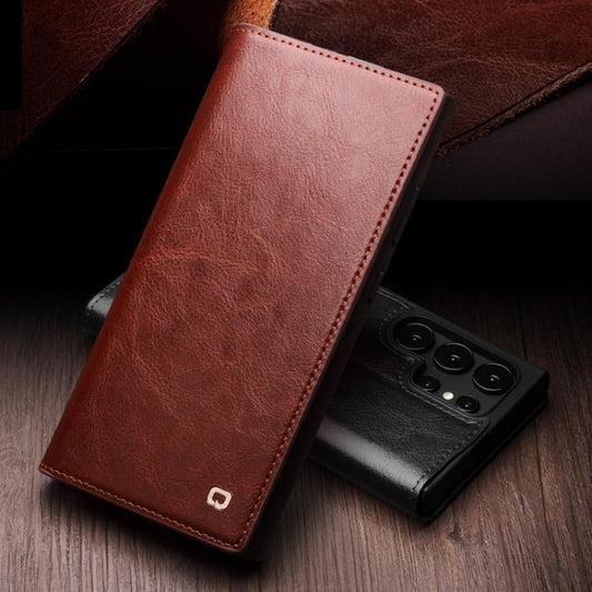 For Samsung Galaxy S25 Ultra 5G QIALINO Genuine Leather Phone Case(Black)