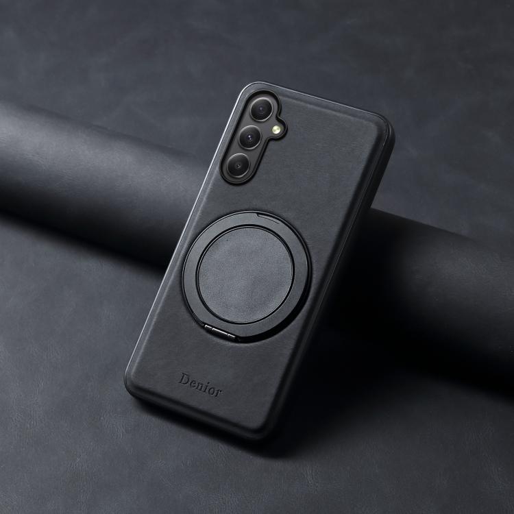 Pour Samsung Galaxy A35 5G Étui de téléphone MagSafe avec support rotatif et sensation de peau Denior A14 (Noir)