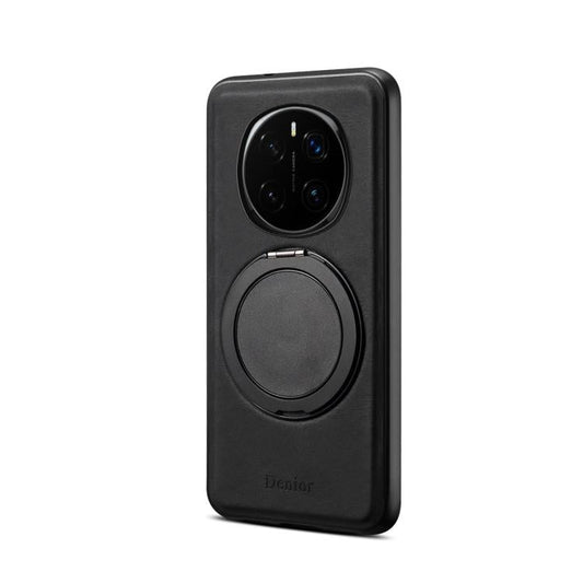 Pour Honor Magic7 Pro Denior A14 Étui de téléphone MagSafe avec support rotatif effet peau (Noir)
