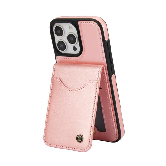 For iPhone 16 Pro Max AwQuer Vertical Flip Card Bag Holder Leather Phone Case(Rose Gold)