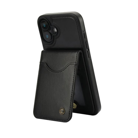 Pour iPhone 16 Plus Étui de Téléphone en Cuir AwQuer Vertical Flip Card Bag Holder (Noir)