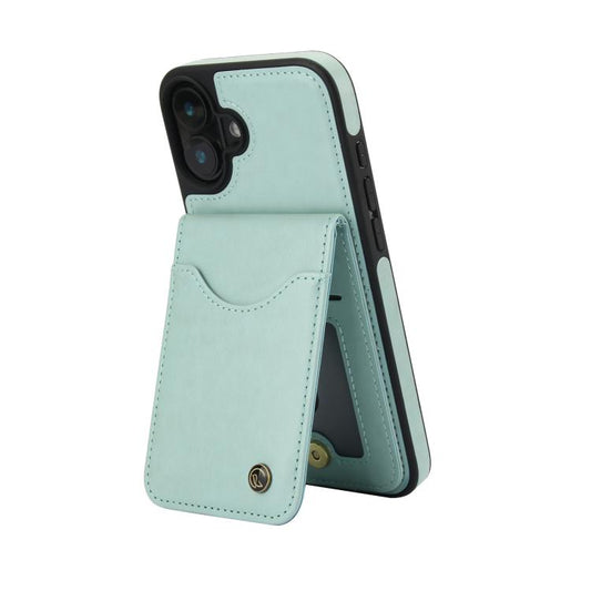 For iPhone 16 AwQuer Vertical Flip Card Bag Holder Leather Phone Case(Green)