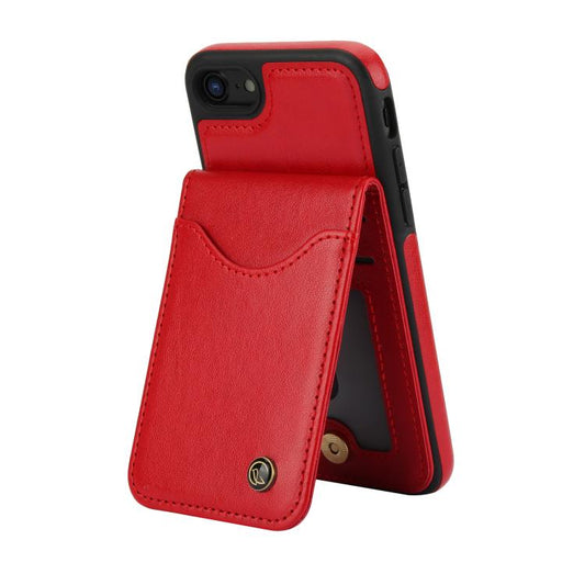 For iPhone 7 / 8 / SE 2022 AwQuer Vertical Flip Card Bag Holder Leather Phone Case(Red)