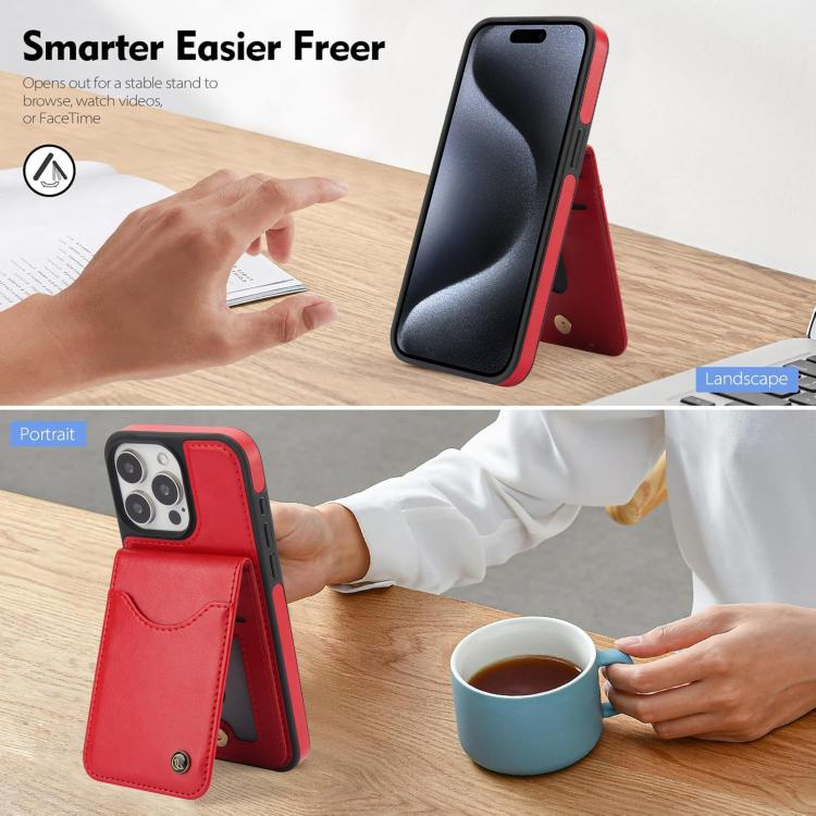 For iPhone 13 Pro Max AwQuer Vertical Flip Card Bag Holder Leather Phone Case(Red)