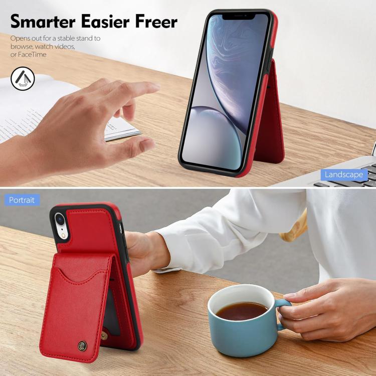 For iPhone X / XS AwQuer Vertical Flip Card Bag Holder Leather Phone Case(Red)