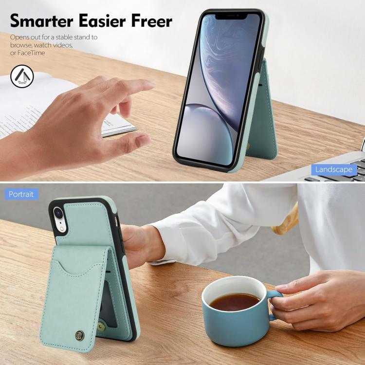 For iPhone X / XS AwQuer Vertical Flip Card Bag Holder Leather Phone Case(Green)